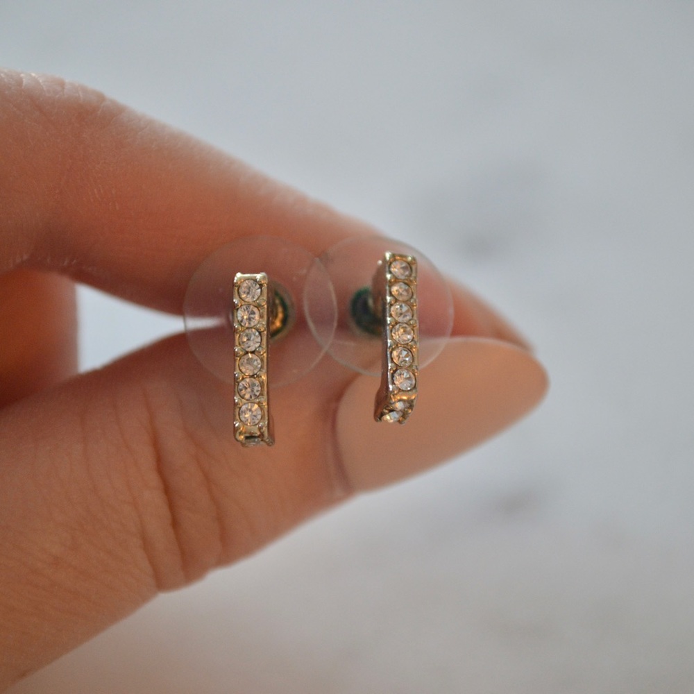 Gold Bar and Rhinestones Stud Earrings (Discounted Shipping🚚)